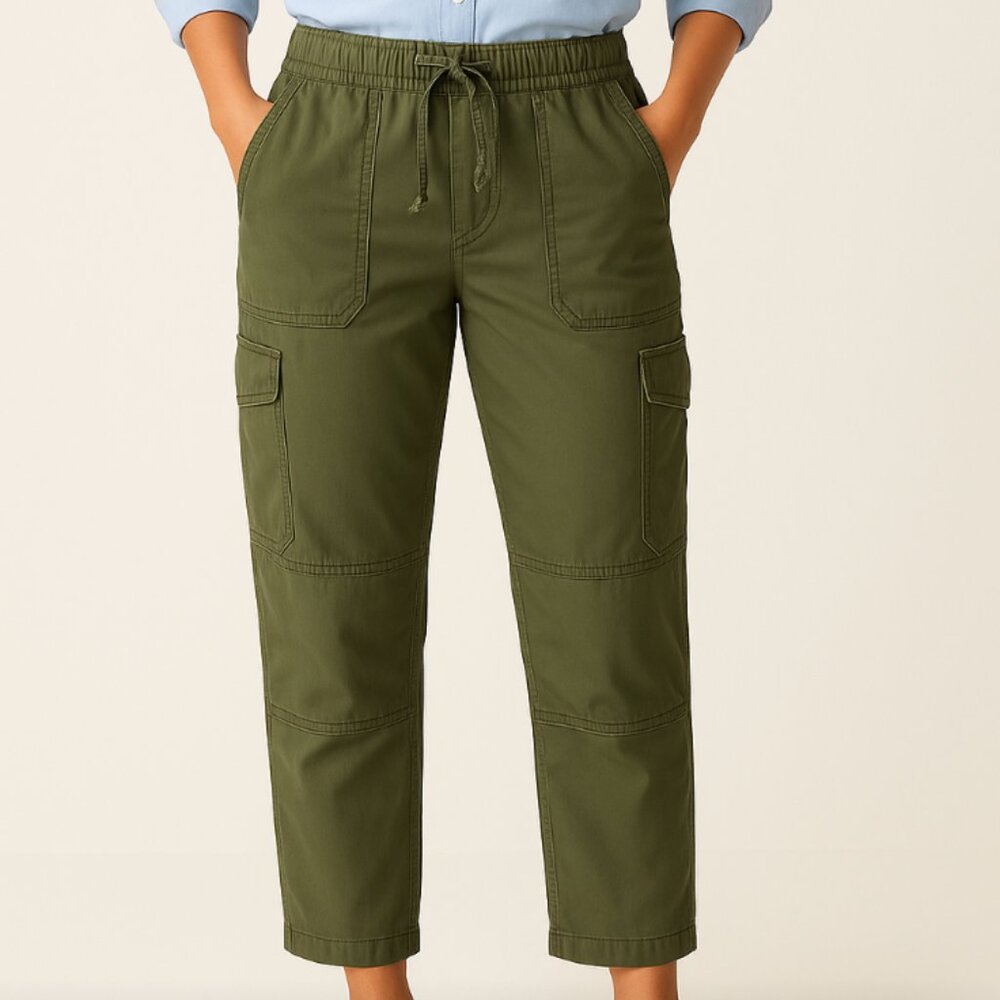 J. Crew Womens City Fit Green Outdoor Drawstring Cargo Pants Cotton - Size 10